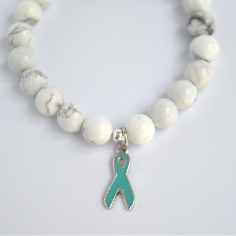 OVARIAN CANCER Awareness Gemstone Beaded Bracelet - Picture 2 of 2